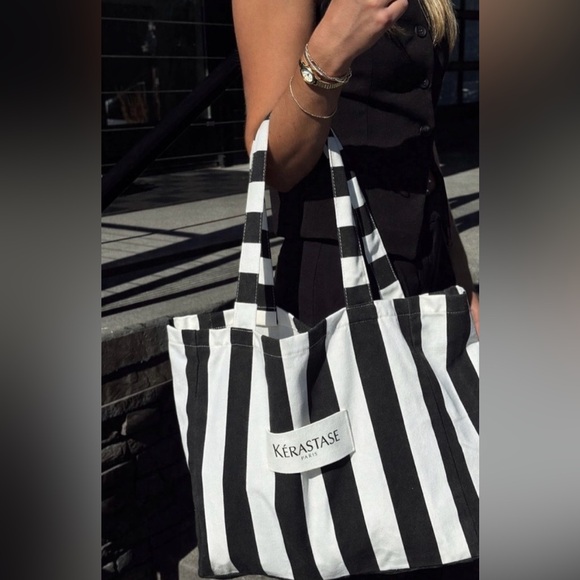Kerastase Handbags - Kérastase Black and White Striped Tote Bag